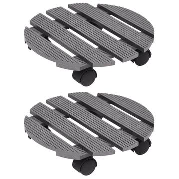 vidaXL Plantentrolleys 2 st Ø30x7,5 cm HKC grijs, Tuin en Terras, Verzenden, Nieuw