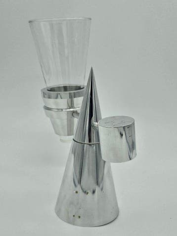 Vintage Lampetstel - Staal, Glas