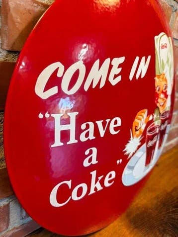 Coca-Cola reclamebord - Emaille plaat - Metaal, Antiek en Kunst