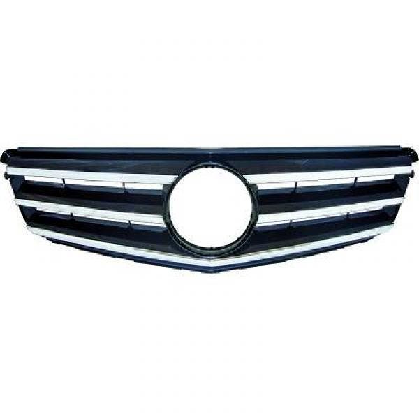 Grill | Mercedes Benz C-Klasse 2007-2011 -chroomzwart, Auto-onderdelen, Carrosserie, Nieuw, Mercedes-Benz, Verzenden