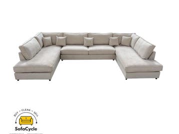 U-zetel beige in ribstof – overstock, Verzenden, Nieuw
