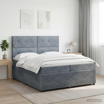 vidaXL Boxspringbed met matras Donkergrijs 200 x 200 cm, Verzenden, Nieuw