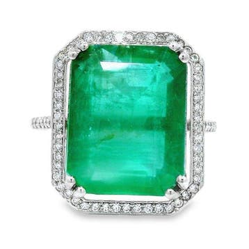 Zonder minimumprijs - Ring Platina - 7.93ct. tw. Smaragd -