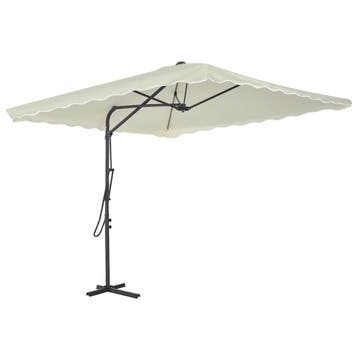 vidaXL Parasol met stalen paal 250x250 cm zandkleurig, Verzenden