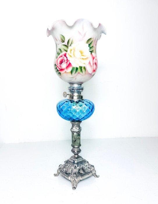 France - Petroleumlamp - Kristal, Metaal, Antiek en Kunst, Curiosa en Brocante