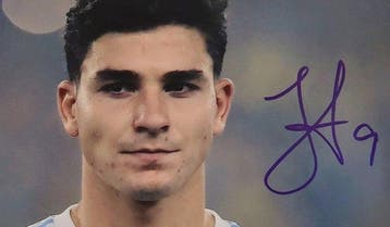 Argentina - Julian Alvarez - Gesigneerde foto 28×35 cm - met, Nieuw