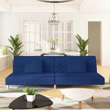 vidaXL Slaapbank / zetel 2-zits met 2 kussens stof blauw, Verzenden, Nieuw