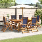 vidaXL 7-delige Tuinset massief acaciahout en textileen, Verzenden, Nieuw, Tuinset
