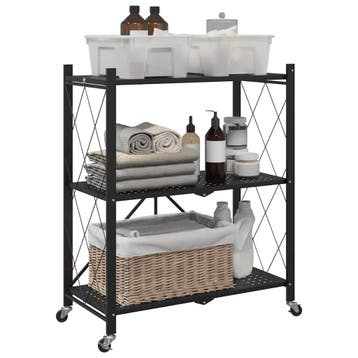 vidaXL Opbergplank op wielen zwart 71x34x88 cm staal, Doe-het-zelf en Bouw, Transportwagens, Verzenden, Nieuw