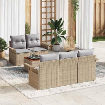 vidaXL Tuinbank Set 6 st 5-Aantal zitplaatsen Beige en, Tuin en Terras, Verzenden, Nieuw