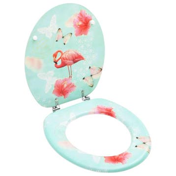 vidaXL Toiletbril met deksel flamingo MDF, Verzenden, Nieuw