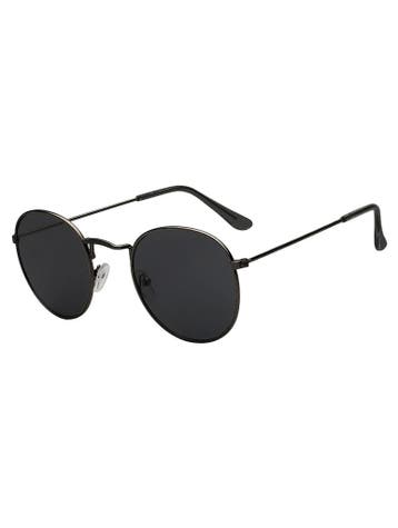 KIMU® Ronde Zonnebril Round Metal Gunmetal Antraciet Montuur, Ophalen of Verzenden, Nieuw, Zwart