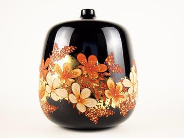 Vase à fleur unique - Bois laqué - Vase gravé à motifs