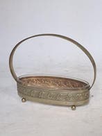 Schaal - Messing, Glas - Tafelmand, Antiek en Kunst