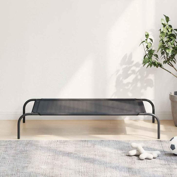 vidaXL Hondenbed verhoogd L textileen zwart, Animaux & Accessoires, Accessoires pour chiens, Envoi
