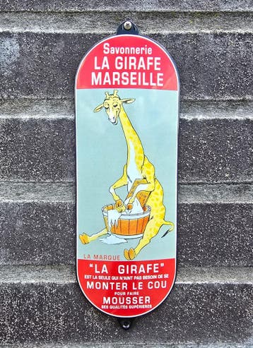 Emaille deurpost Savonnerie La Girafe Marseille, Verzenden