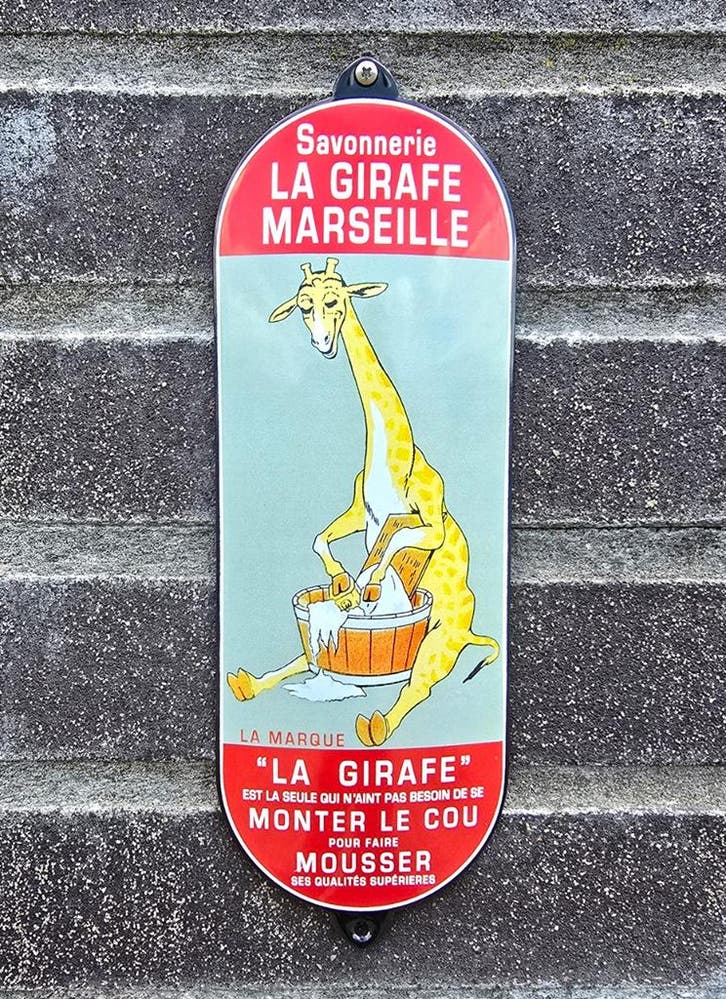 Emaille deurpost Savonnerie La Girafe Marseille, Collections, Marques & Objets publicitaires, Envoi
