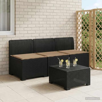 vidaXL 3-Zits Tu bank met Kussens Rattan Look PP Antraciet, Tuin en Terras, Verzenden, Nieuw