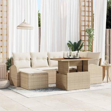 vidaXL Tuinbank Set 7 st beige en crèmekleurig, Verzenden, Nieuw