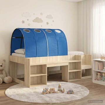 vidaXL Bed met Tunnel 3 st Sonoma eiken en blauw Bewerkt, Huis en Inrichting, Slaapkamer | Bedden, Verzenden, Nieuw