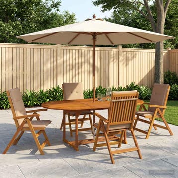 vidaXL 5-delige tuin eetset Naturel Massief Acacia Hout, Verzenden, Nieuw