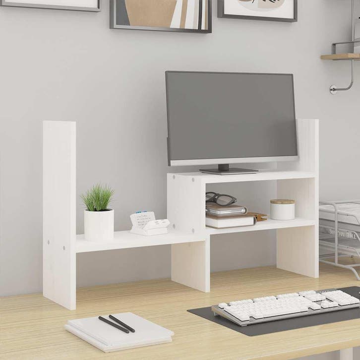 vidaXL Monitorstandaard (39-72)x17x43 cm massief grenenhout, Computers en Software, Overige Computers en Software, Nieuw, Verzenden