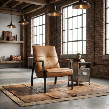 Leren fauteuil Level - Granada Sahara (cognac), Ophalen of Verzenden