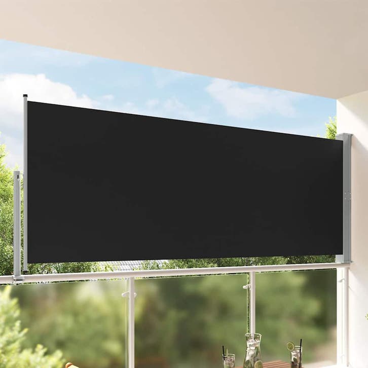 vidaXL Tuinscherm uittrekbaar 140x300 cm zwart, Tuin en Terras, Parasols, Nieuw, Verzenden