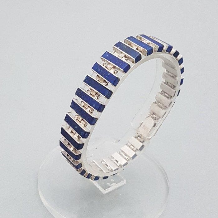 Zilver, Art Deco, Lapis Lazuli - Armband, Antiek en Kunst, Kunst | Designobjecten