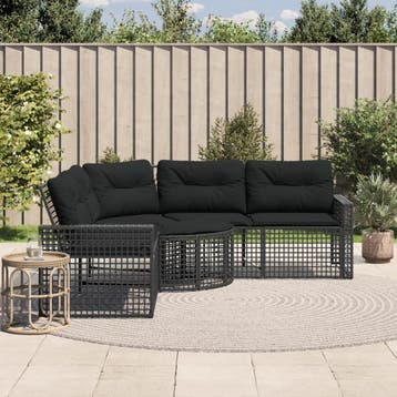 vidaXL Tuinbank met kussens en voetensteun L-vormig poly, Verzenden
