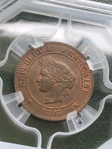 Frankrijk. Lot de 2 monnaies gradées GENI (5 Centimes 1897-A