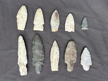 Neolithisch diverse 10 pijlpunten USA o.a. Cherokee (Zonder