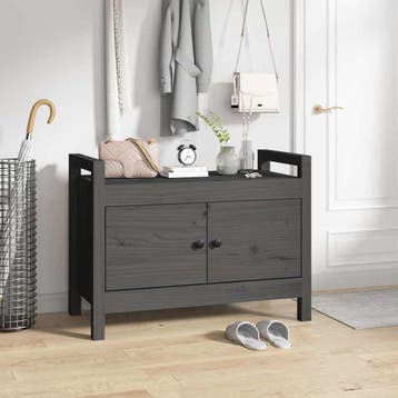 vidaXL Halbankje 80x40x60 cm massief grenenhout grijs, Verzenden