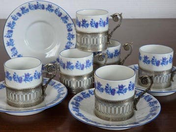 Hutschenreuther Hohenberg 1930s Porcelain & Silver Coffee, Antiek en Kunst