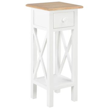 vidaXL Bijzettafel 27x27x65,5 cm hout wit, Maison & Meubles, Verzenden