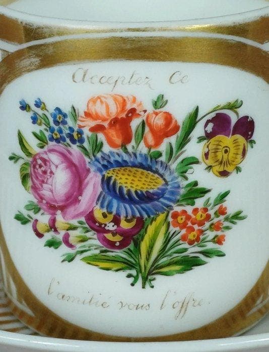Kop en schotel (2) - Porselein - Litron 18° sec. Louis XVI, Antiquités & Art, Antiquités | Verre & Cristal