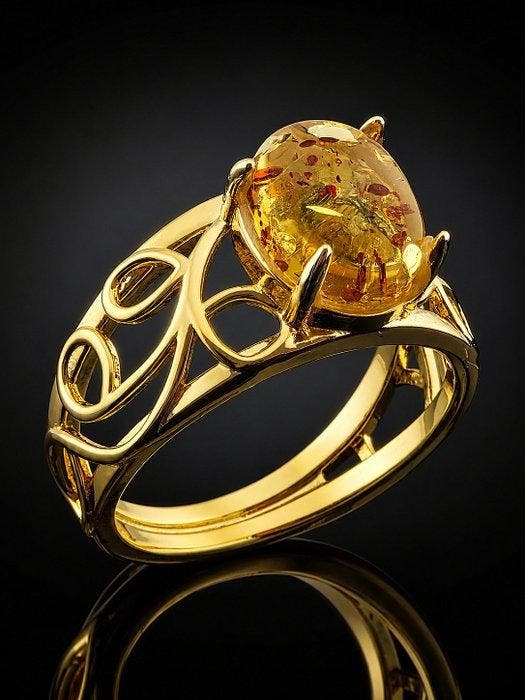 Barnsteen - Zilver - Ring - Baltic Beauty, Antiek en Kunst, Curiosa en Brocante