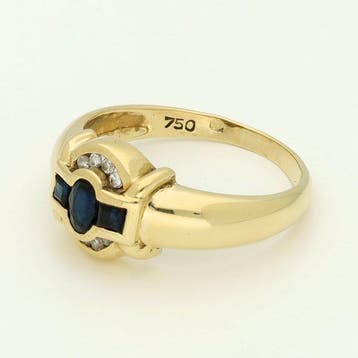 Bague - 18 carats Or jaune Diamant (Naturelle) - Saphir, Bijoux, Sacs & Beauté