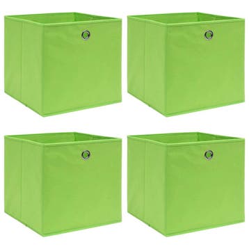 vidaXL Opbergboxen 4 st 32x32x32 cm stof groen, Verzenden, Nieuw