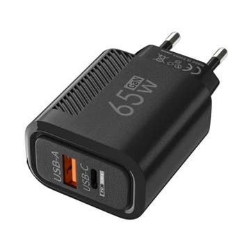 2-Poort GaN Snellader 65W - PD / Quick Charge 3.0 / USB, Télécoms, Verzenden