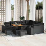 vidaXL Tuinbank Set met kussen 12 pcs Zwart poly rattan, Verzenden, Nieuw