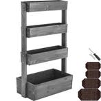 tectake Plantenbak Flora, gelakt hout, met plantenfolie - gr, Verzenden, Nieuw