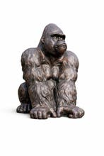Beeld, garden statue in bronze color of a Gorilla - 58 cm -