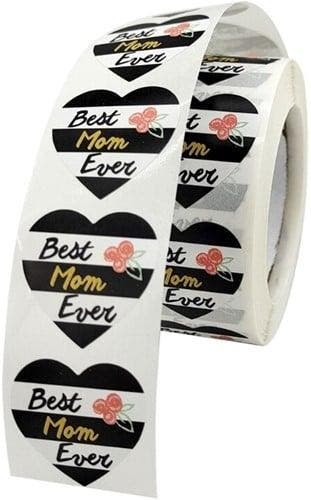 Sluitstickers best mom ever rond etiket 2,5 cm rol 500, Nieuw