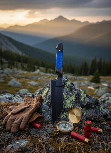 Handcrafted Knife - Keukenmes - Staal, Hout, Hars - Verenigd