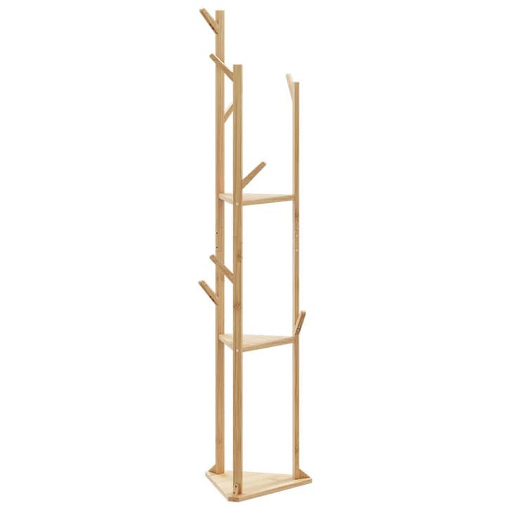 vidaXL Kapstok met haken en schappen 39x33x166 cm bamboe, Maison & Meubles, Armoires | Penderies & Garde-robes, Envoi