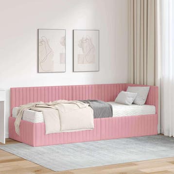 vidaXL Hoekbedframe met Matras met hoofdeinde 2 st Grijs, Huis en Inrichting, Verzenden, Nieuw