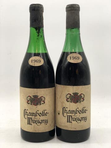 2 x 75cl Chambolle-Musigny 1969 (Bourgogne, rood), Ophalen of Verzenden, Nieuw, Frankrijk, Rode wijn