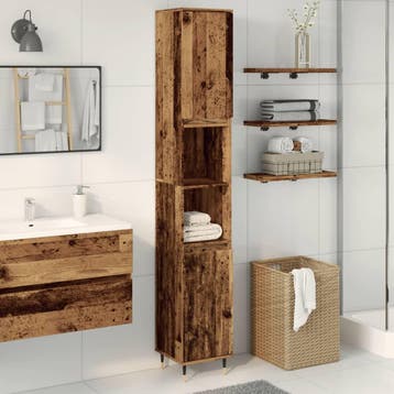 vidaXL Badkamerkast 30x30x190 cm bewerkt hout oud, Verzenden, Nieuw