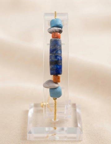 Oud-Egyptisch Verguld Kralenarmband - Lapis